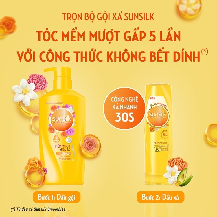 Dầu gội Sunsilk mềm mượt diệu kì chai vàng đen 900gr