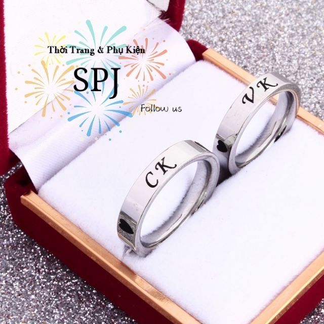Nhẫn Cặp Đôi Couple CK VK Cách Điệu Trái Tim