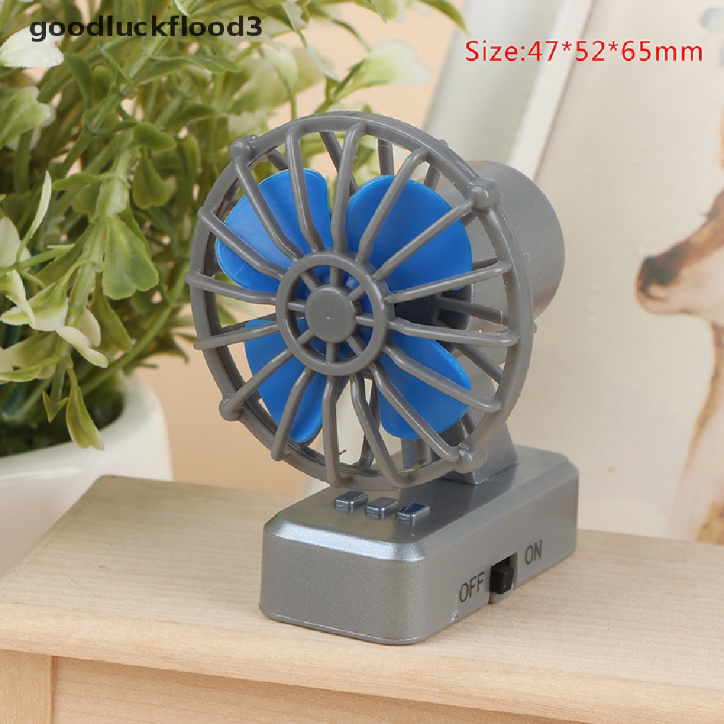 Quạt điện mini để bàn xoay được 1: 12 trang trí nhà búp bê độc đáo
