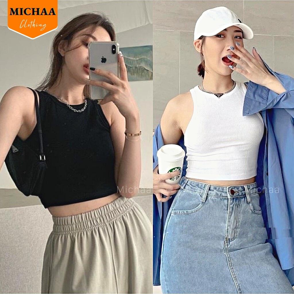 Áo Croptop Ba Lỗ NGƯỢC Nữ Ôm Body Trơn Chất Thun Gân Dày Tốt, Áo thun 3 lỗ nữ Basic Ulzzang - MICHAA | BigBuy360 - bigbuy360.vn