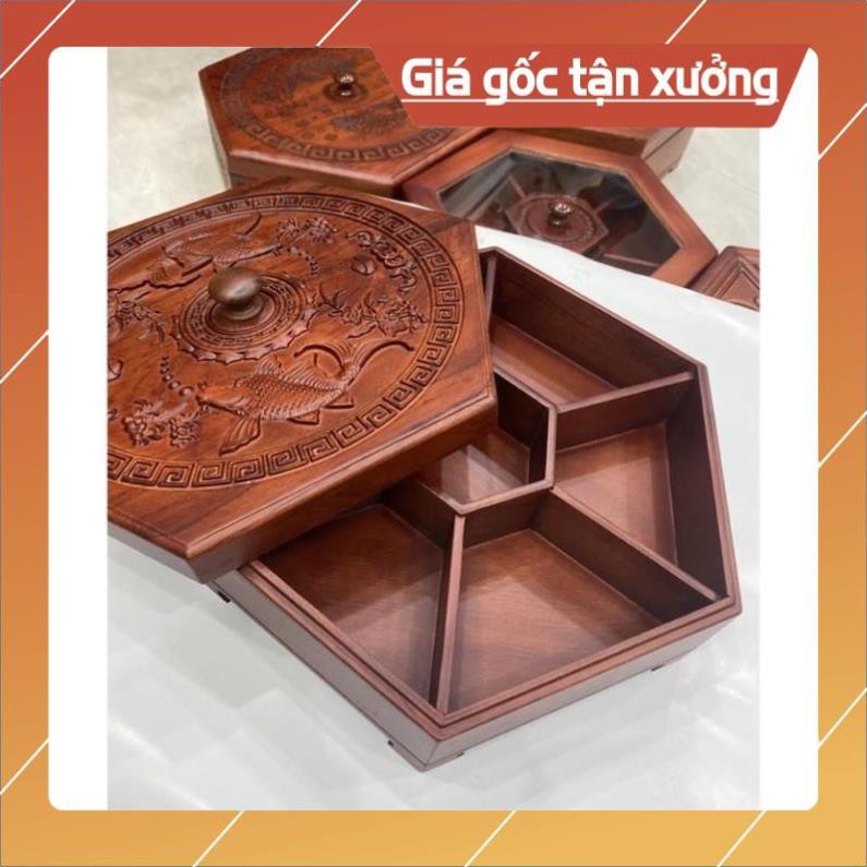 Khay Đựng Bánh Kẹo Ngày Tết bằng Gỗ Hương Lục Giac - khay đựng mứt tết bằng gỗ