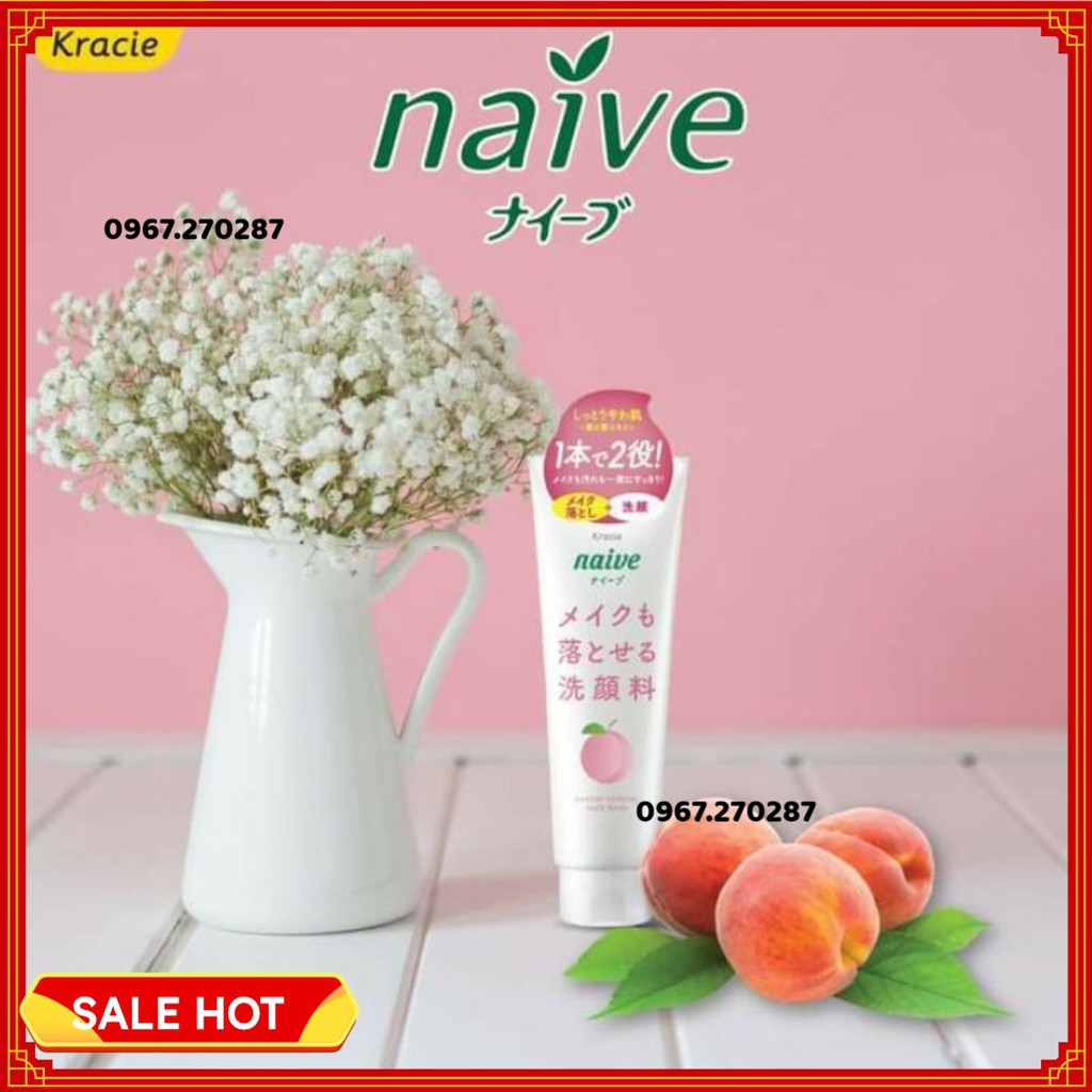 Sữa Rửa Mặt Kèm Tẩy Trang Lá Đào Naive