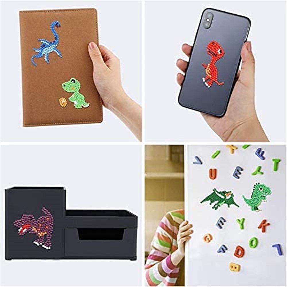 ORIENTLII Bộ 18 Sticker Khủng Long Đính Đá Trang Trí Xinh Xắn