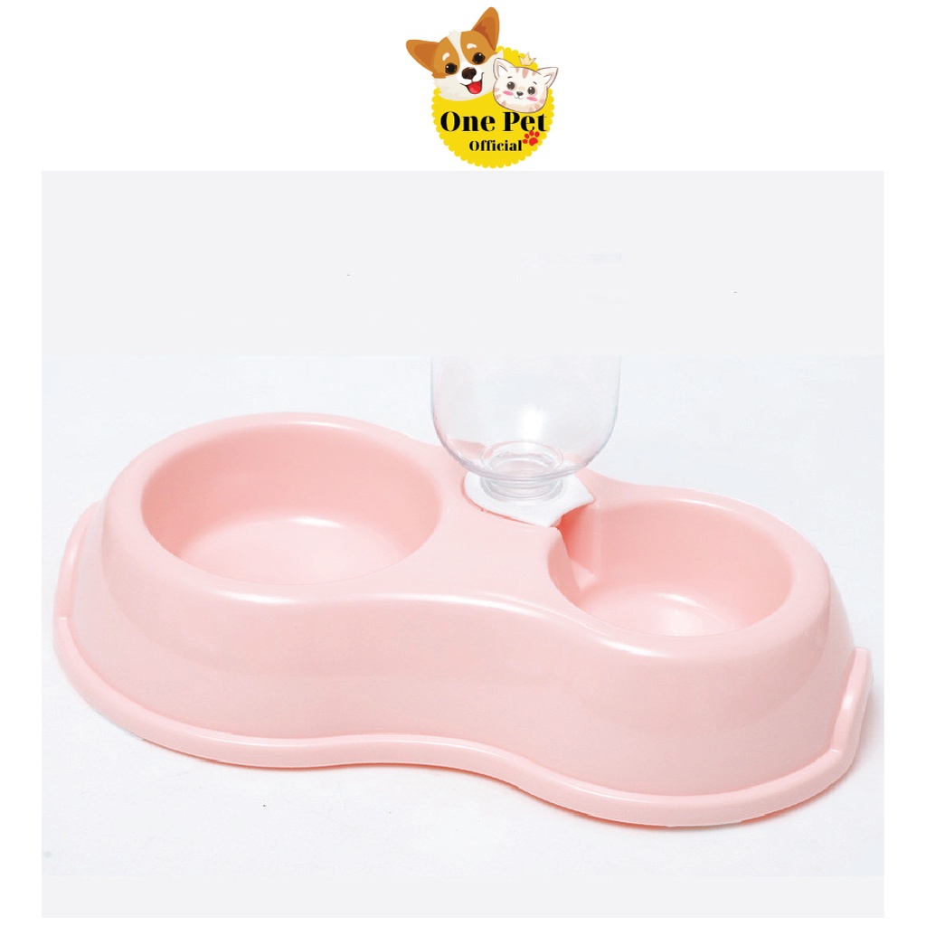 [Mã PET50K giảm Giảm 10% - Tối đa 50K đơn từ 250K] Bát ăn đôi cho Chó Mèo có gắn bình tự động cấp nước - One Pet Shop