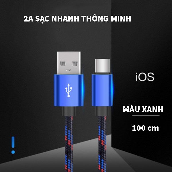 Dây Cáp Sạc Thích hợp cho Android V8 iphone hợp kim nhôm bện nylon type-C là 2A điện thoại di động Pin Dự Phòng Tai nghe