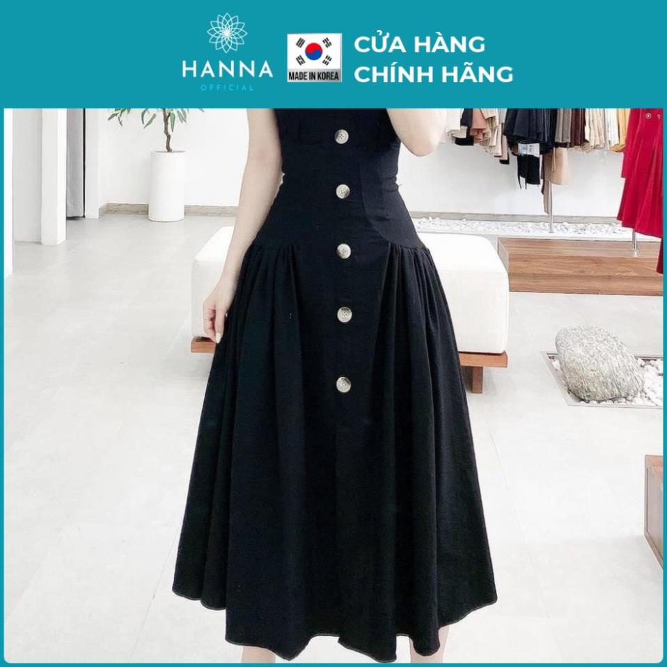 Đầm 2 dây cúc thân 3 màu chất đũi tằm/ Váy dây maxi mix cúc be đen trắng - HANNA - Hannah Store | BigBuy360 - bigbuy360.vn