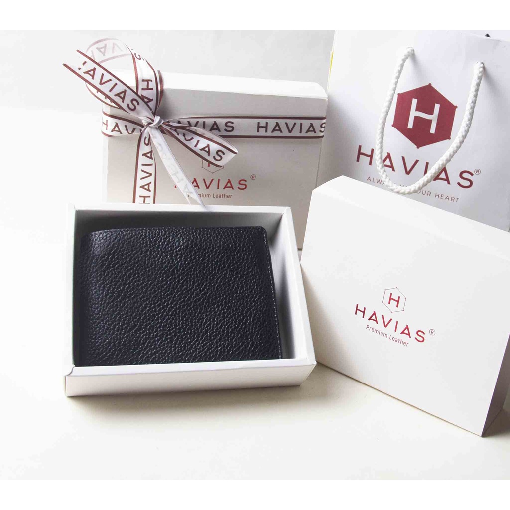 Zica HAVIAS ví ngang ngăn ảnh da bò thật Crossgrain cao cấp