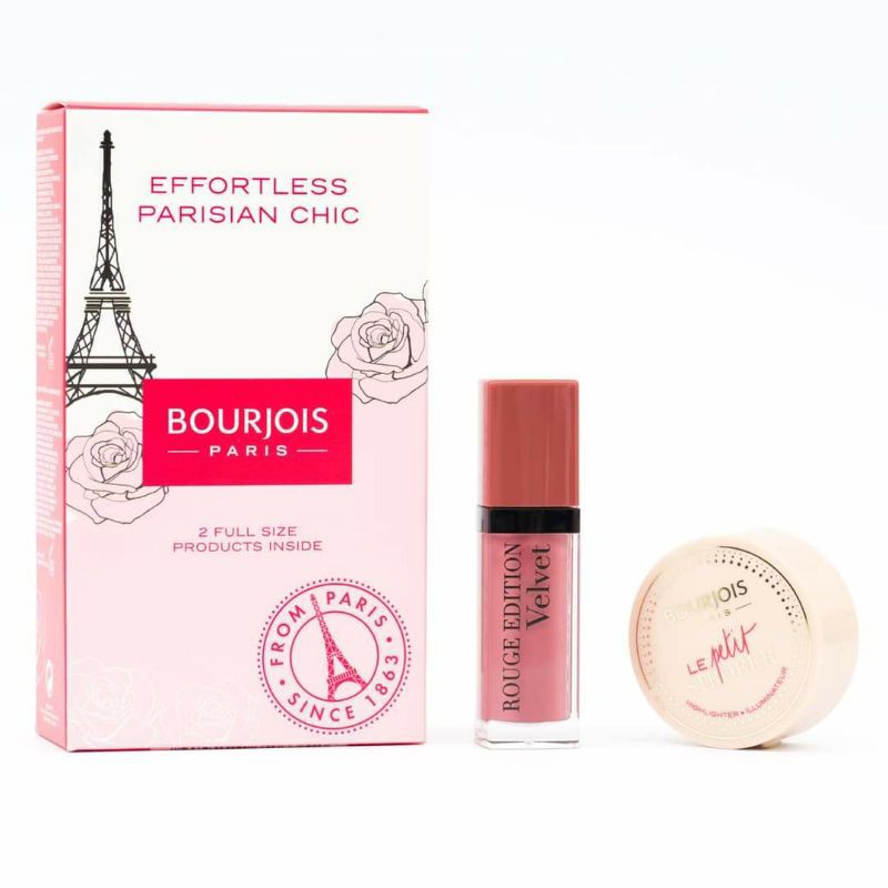 Set phấn highlight + son kem lì Bourjois Paris - Effortless Parisian Chic