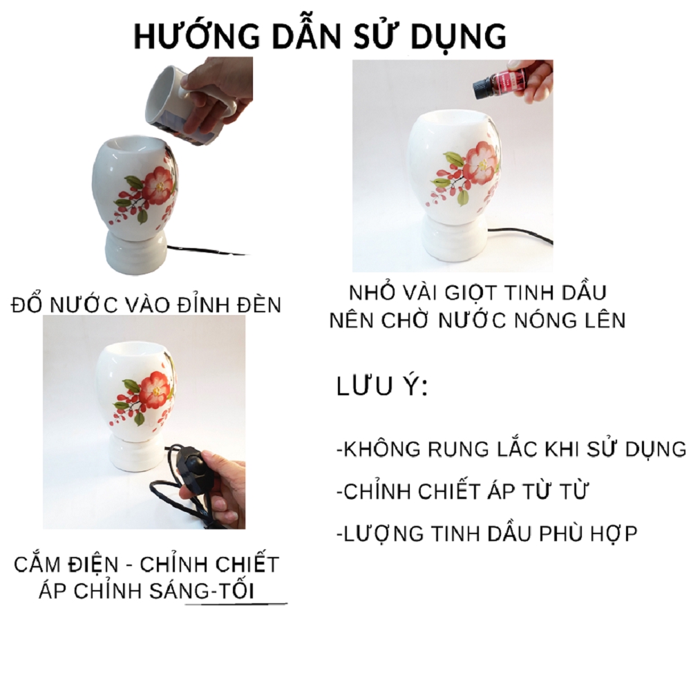 Bộ 2 Đèn xông tinh dầu ❤️Phúc+Lộc❤️Tặng Tinh dầu đèn bàn thờ trang trí đèn ngủ