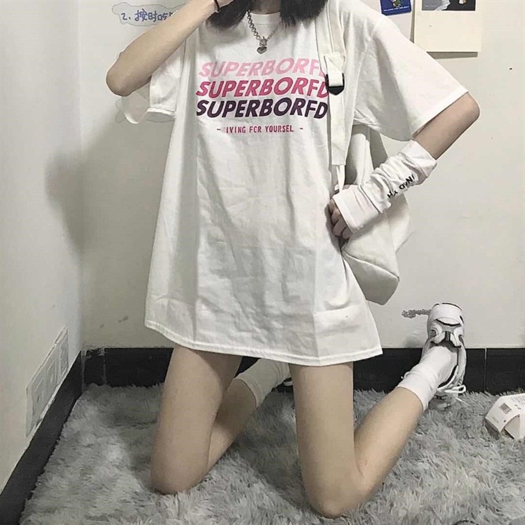 Áo Thun Tay Ngắn Cổ Tròn Dáng Rộng In Họa Tiết Thời Trang Mùa Hè Hàn Quốc Cho Nữ