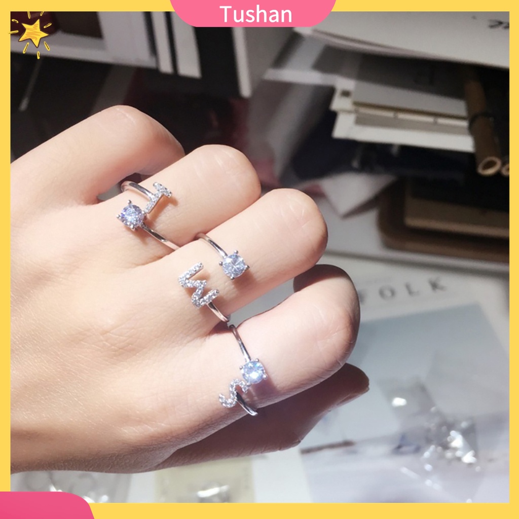 Nhẫn Đồng Khắc Chữ Thiết Kế Mở Có Thể Điều Chỉnh Kích Cỡ