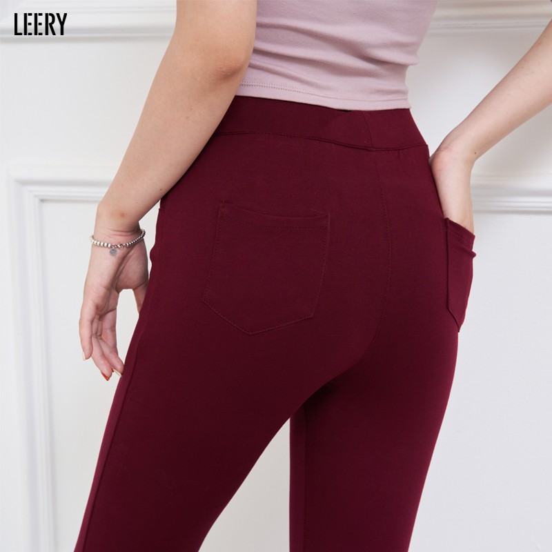 Quần legging dài LEERY lưng cao nâng mông cho nữ, Quần skinny cạp cao chất umi Hàn cao cấp co giãn 4 chiều LEG-02