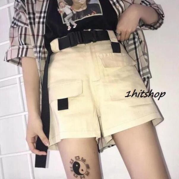 Quần SHORT KAKI SAFARI TÚI HỘP Tan Nữ (Kèm THẮT LƯNG)