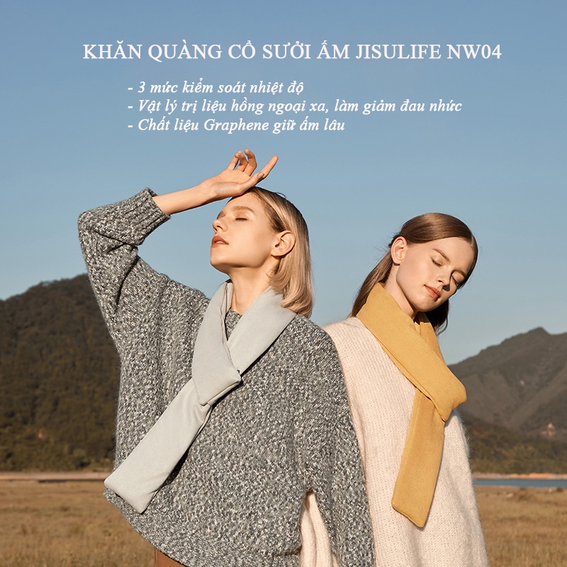Khăn quàng cổ sưởi ấm thông minh-Chất liệu Graphene giữ ấm lâu-3 mức nhiệt-Sóng hồng ngoại xa làm nóng giảm đau nhức
