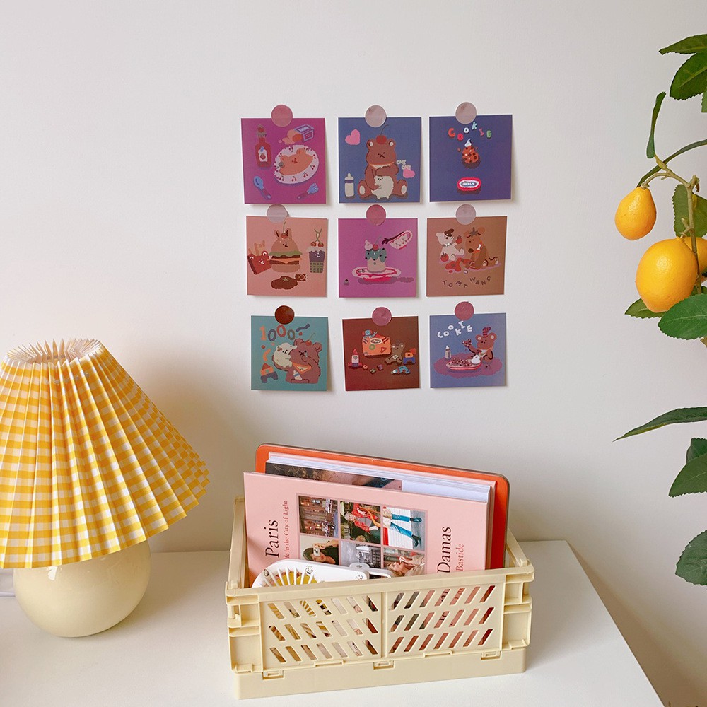 Tranh dán tường, Bộ thiệp postcard Hàn Quốc decor trang trí tường kiểu hàn , phụ kiện chụp ảnh