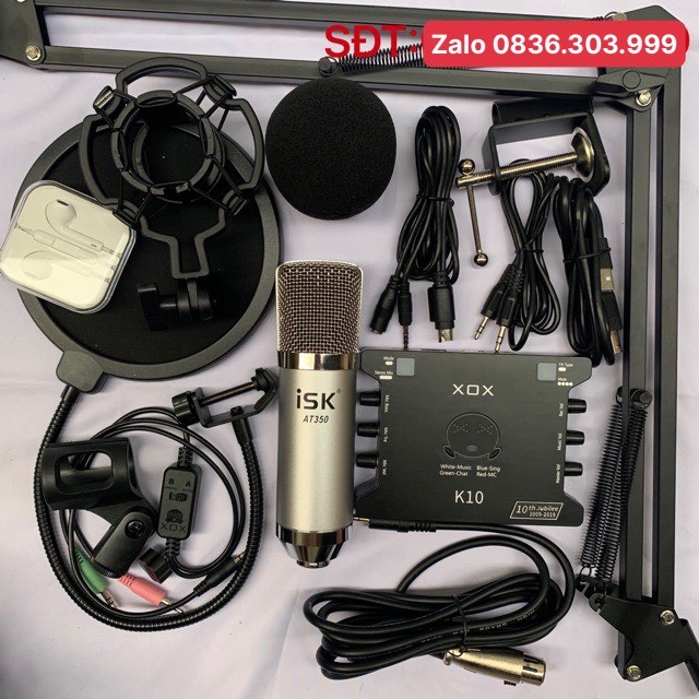 Combo thu âm mic AT350 và cart XOX K10 2020 bản kỉ niêm 10 năm full phụ kiện tặng tai nghe