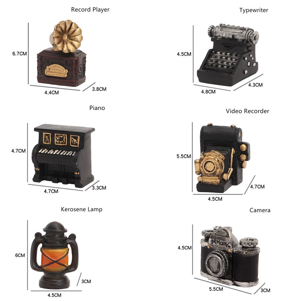 Mô hình thu nhỏ bằng nhựa phong cách retro cổ điển nhiều mẫu tùy chọn để trang trí nhà cửa