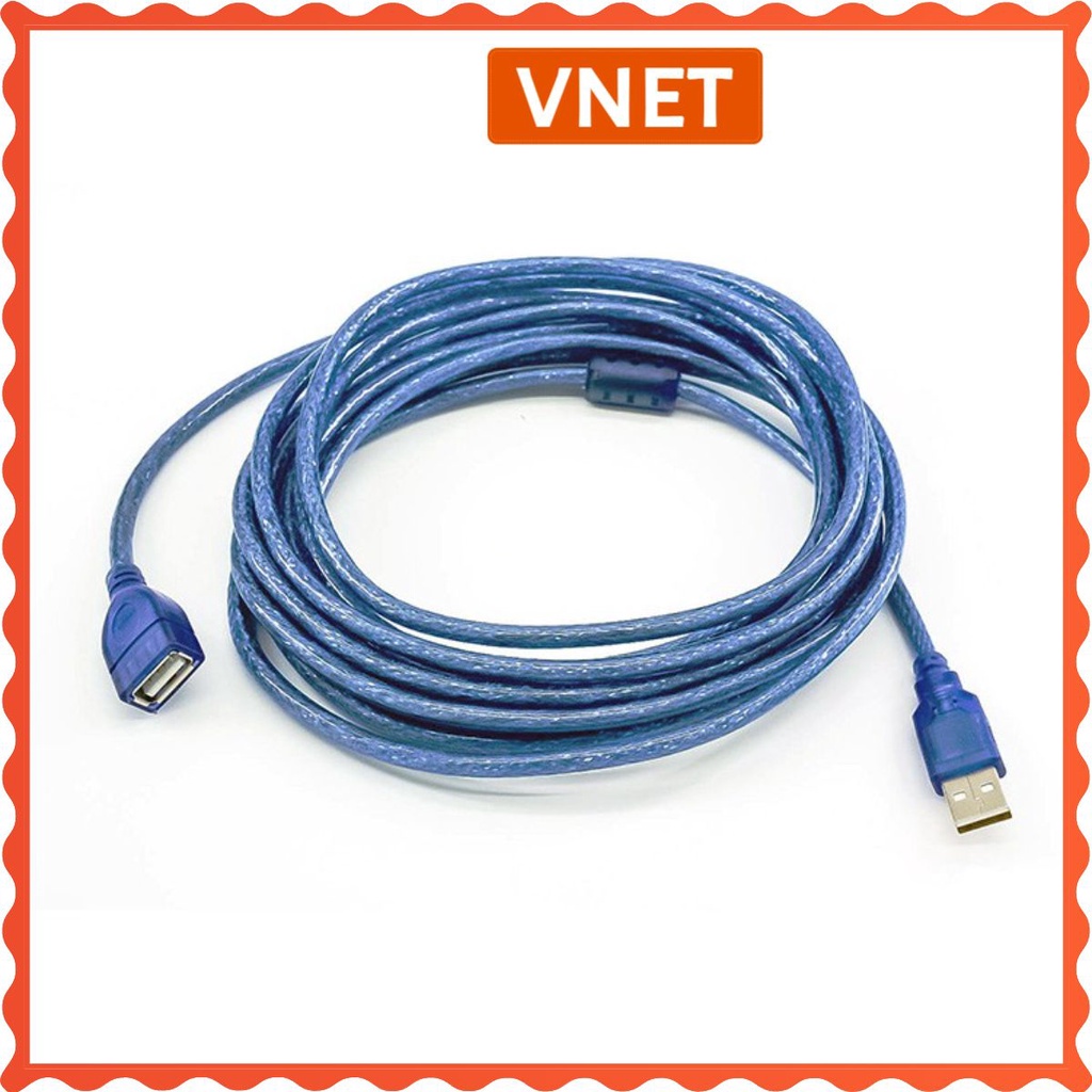 Dây USB Nối Dài 1.5M 3M 5M 10M chống nhiễu loại tốt màu Xanh Xám giao ngẫu nhiên màu VNET