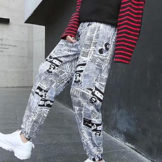 Quần Dài Nam In Hình Tờ Báo Thời Trang Hip Hop