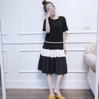 Váy cotton phối đuôi cá