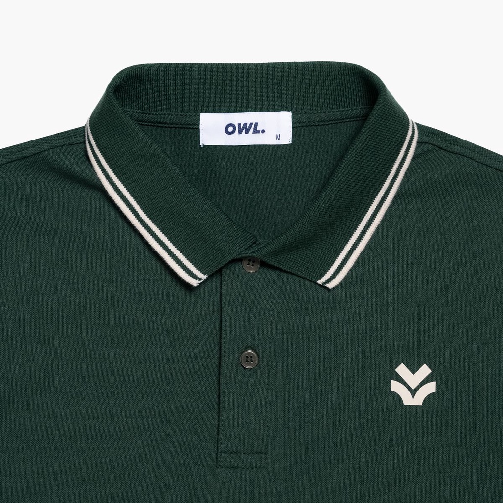 [Mã LTP50 giảm 50000 đơn 150000] OWL BRAND® Striped Polo - Áo thun có cổ màu xanh rêu - OWL170621 | BigBuy360 - bigbuy360.vn