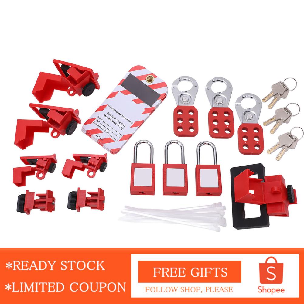 Alwaysonline Electrical Lockout Tagout Kit Loto Tag Hasp Padlock Breaker Lock Out Device Storage Bag for Industrial Use