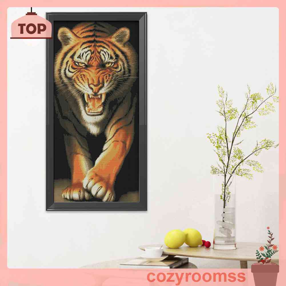 Bộ Tranh Thêu Chữ Thập Hình Hổ Phong Cách Trung Hoa
