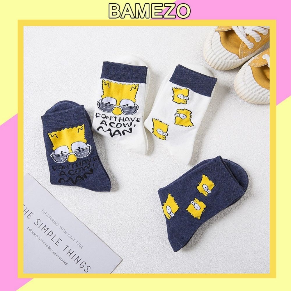 Tất nữ Bamezo set 4 đôi họa tiết nhân vật hoạt hình Simpson cực đẹp TN90