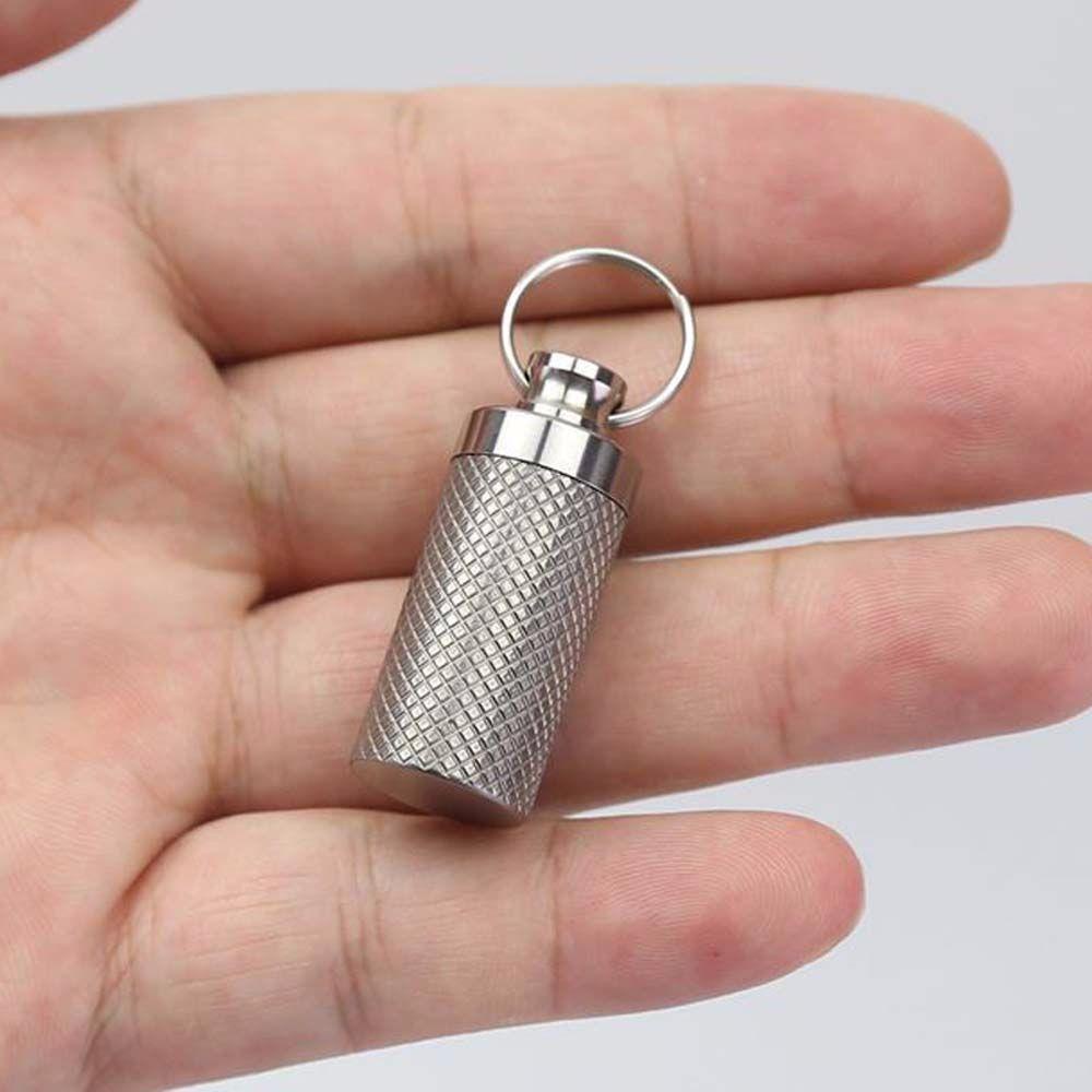 Hộp Đựng Thuốc Mini EDC Bằng Hợp Kim Titan Kèm Móc Khóa Tiện Dụng