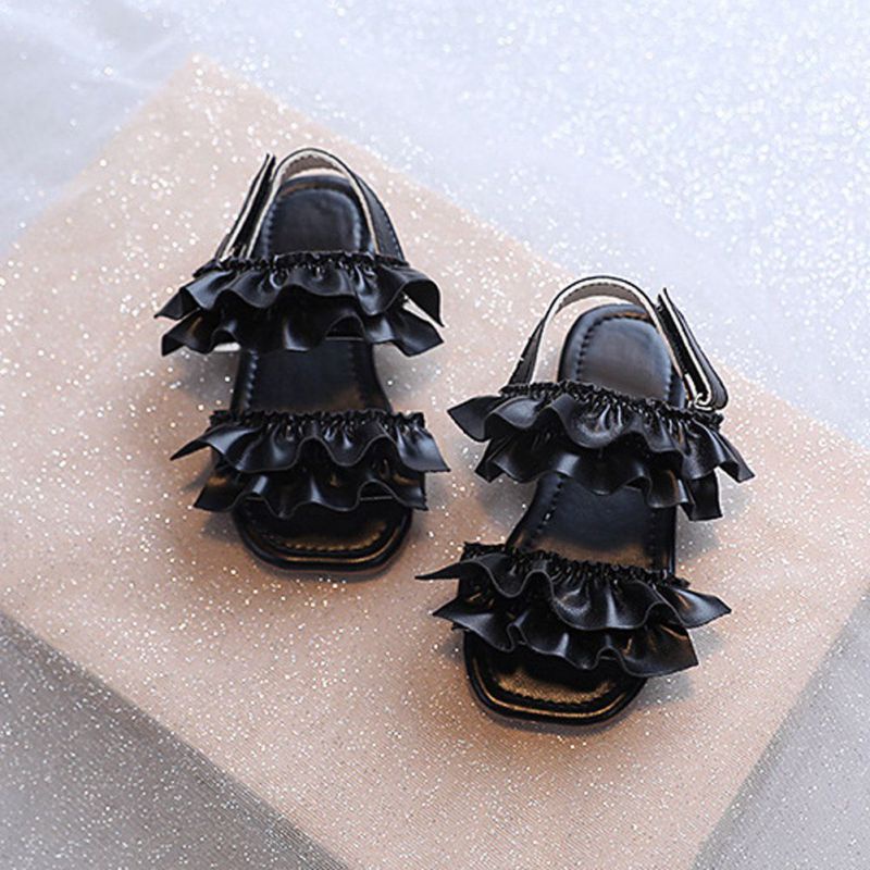 Giày Sandal Công Chúa Đế Mềm Hở Ngón Phối Ren Kiểu Hàn Quốc Cho Bé Gái