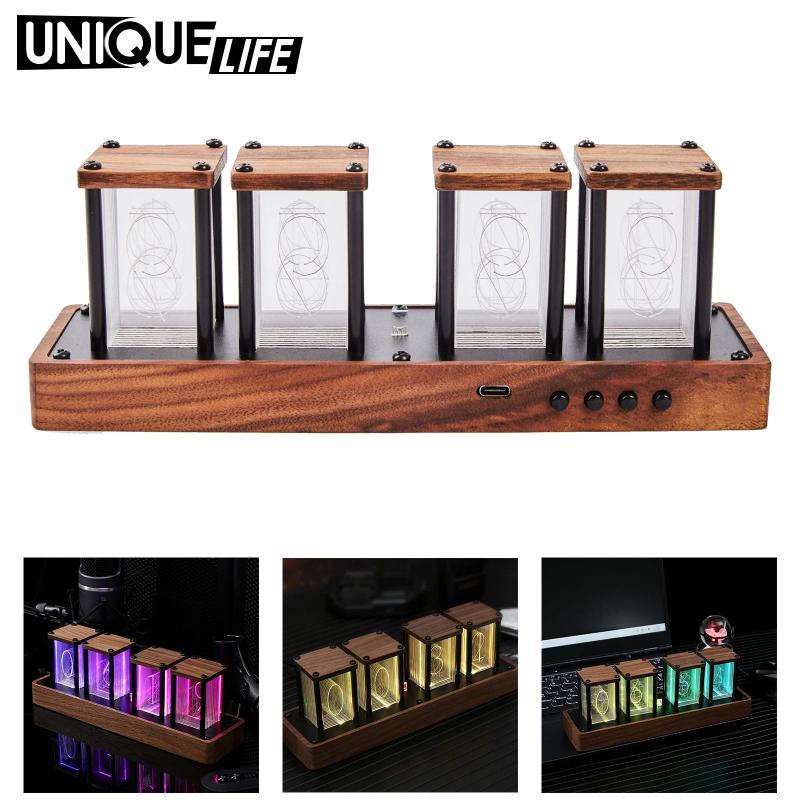 Đồng Hồ Báo Thức Điện Tử Đèn LED RGB Nixie Để Bàn Trang Trí Phòng Ngủ