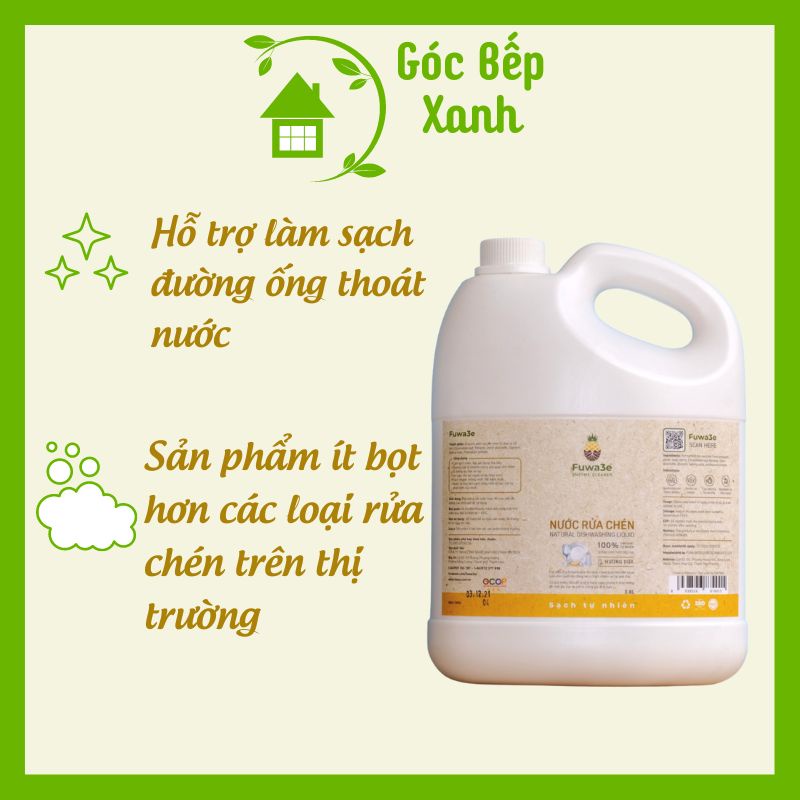 Nước rửa chén Fuwa3e Enzym sinh học an toàn cho bé bảo vệ da tay 3800ml