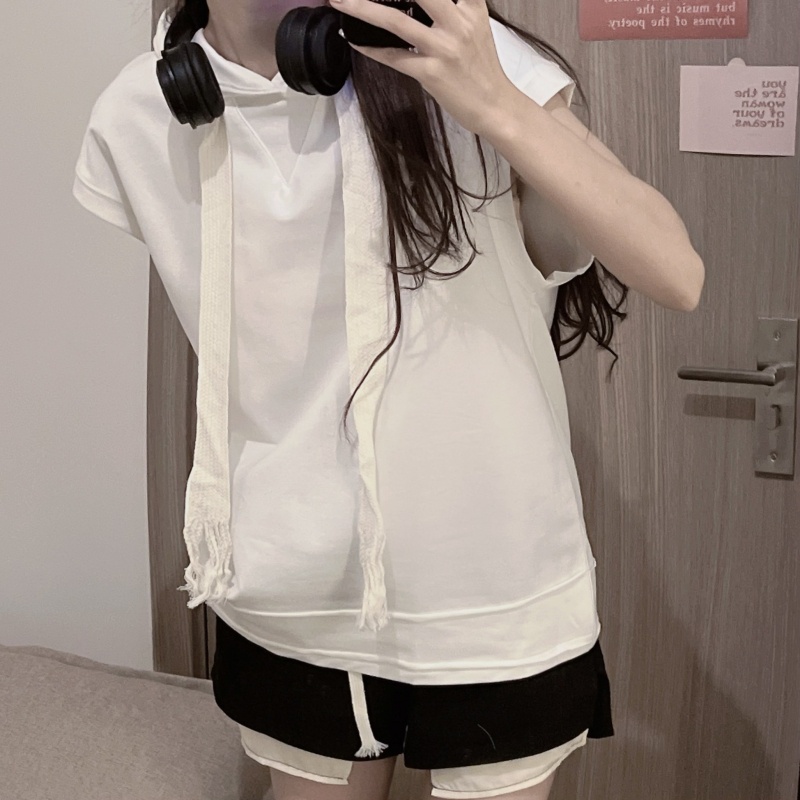 Áo Hoodie Không Tay Dáng Rộng Màu Sắc Đơn Giản Cho Nữ