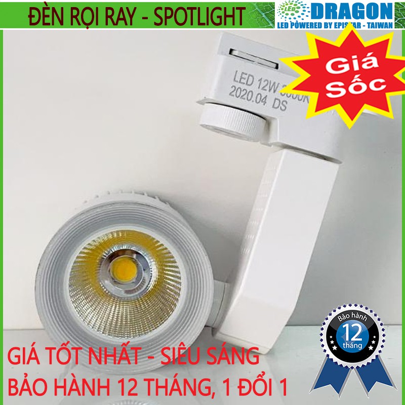 Đèn rọi ray COB cao cấp 12w - 20w, vỏ trắng vỏ đen, ánh sáng trắng - vàng - trung tính