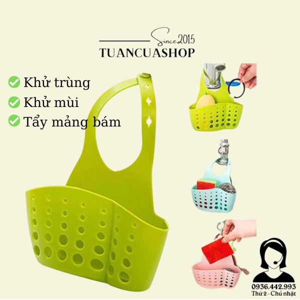 Giỏ treo bồn rửa bát - đựng giẻ rửa bát, xà phòng, bàn chải, miếng cọ rửa - chất liệu nhựa dẻo nguyên sinh