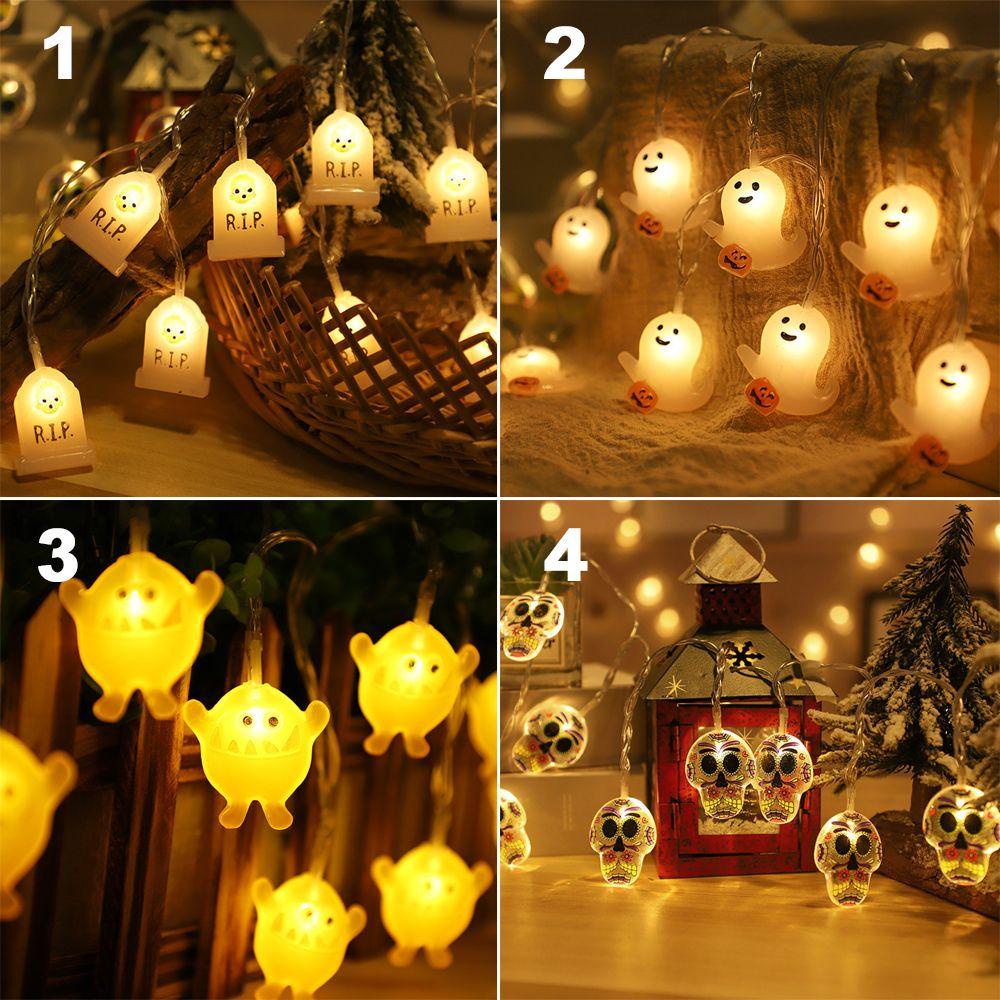 MUVAKO Dây Đèn LED 10 Bóng Dài 1.5m Hình Đầu Lâu / Bí Ngô Dùng Trang Trí Quán Bar / Nhà Cửa