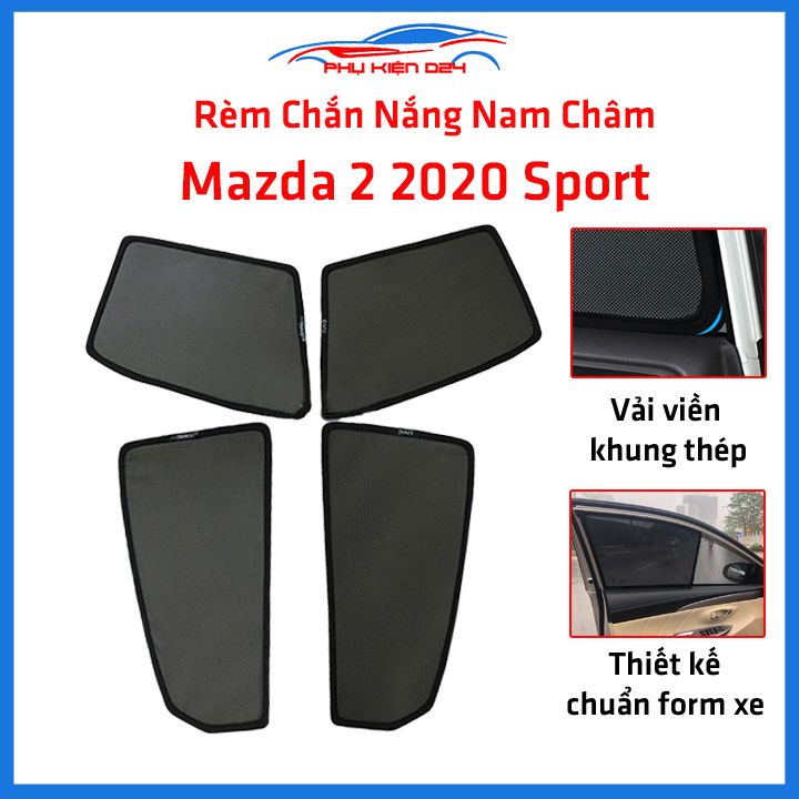 Bộ 4 rèm chắn nắng nam châm Mazda 2 2020 Sport khung cố định chống tia UV