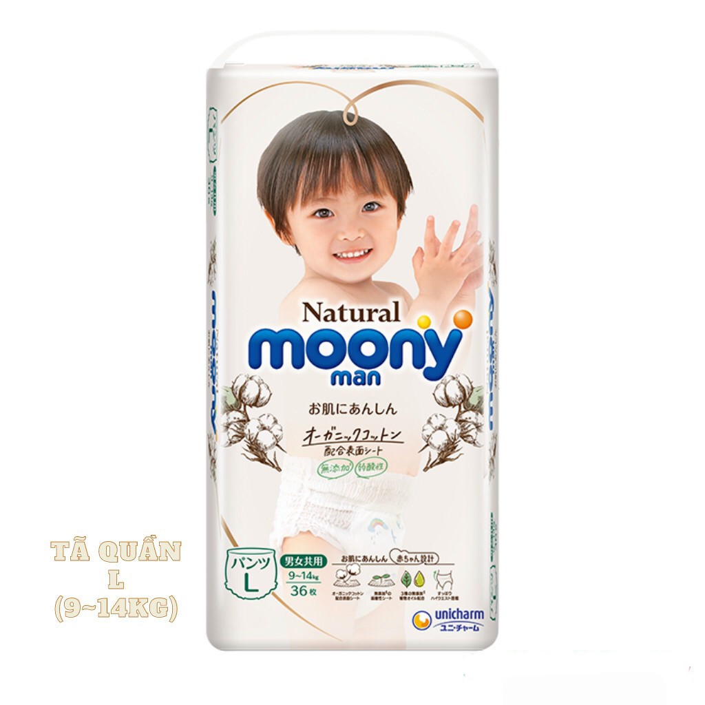 Bỉm Quần Moony Natural nội địa Nhật Organic XL32 (32 Miếng)