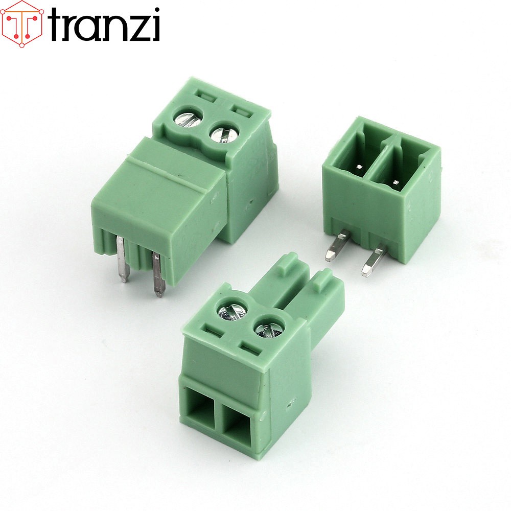 Cầu đấu 3.81mm 15EDG3.81 2P bộ đực cái chân cắm cong xanh - túi 10 bộ đực cái