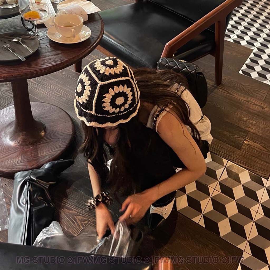 Nón tai bèo Mg Studio kiểu retro thêu hoa một tùy chọn