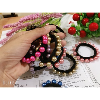 Set 2 cột tóc hạt châu nhiều màu - sang chảnh
