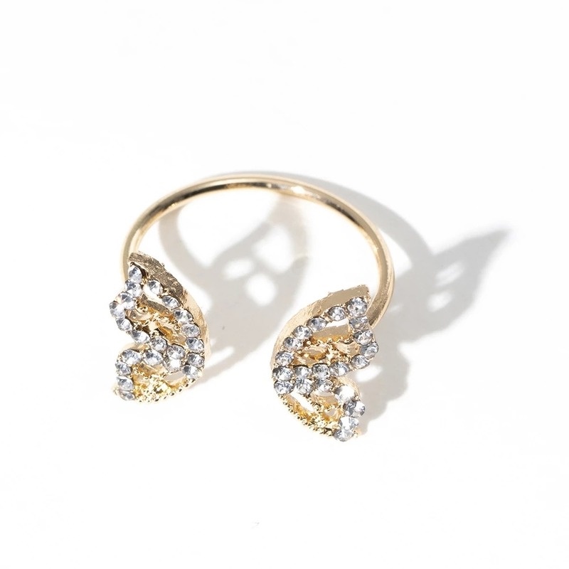 Nhẫn Hở Mạ Vàng Hình Cánh Bướm Đính Đá Zircon Thời Trang Cho Nữ