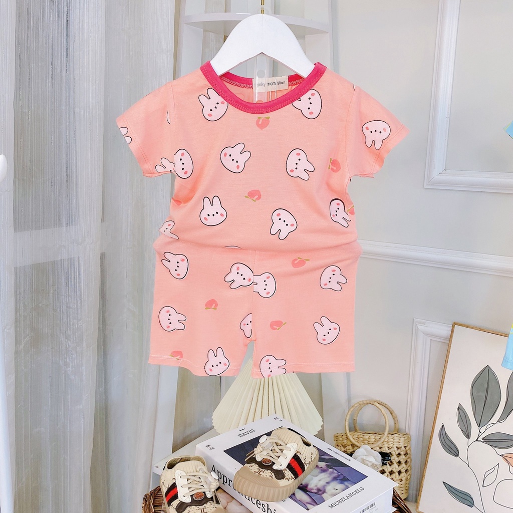 Đồ Bộ Bé Gái, Bé Trai Minky Mom Vải Thun Lạnh In họa tiết toàn thân, Bộ Quần Áo Cộc Tay Cho Bé Mặc Hè Thoáng Mát