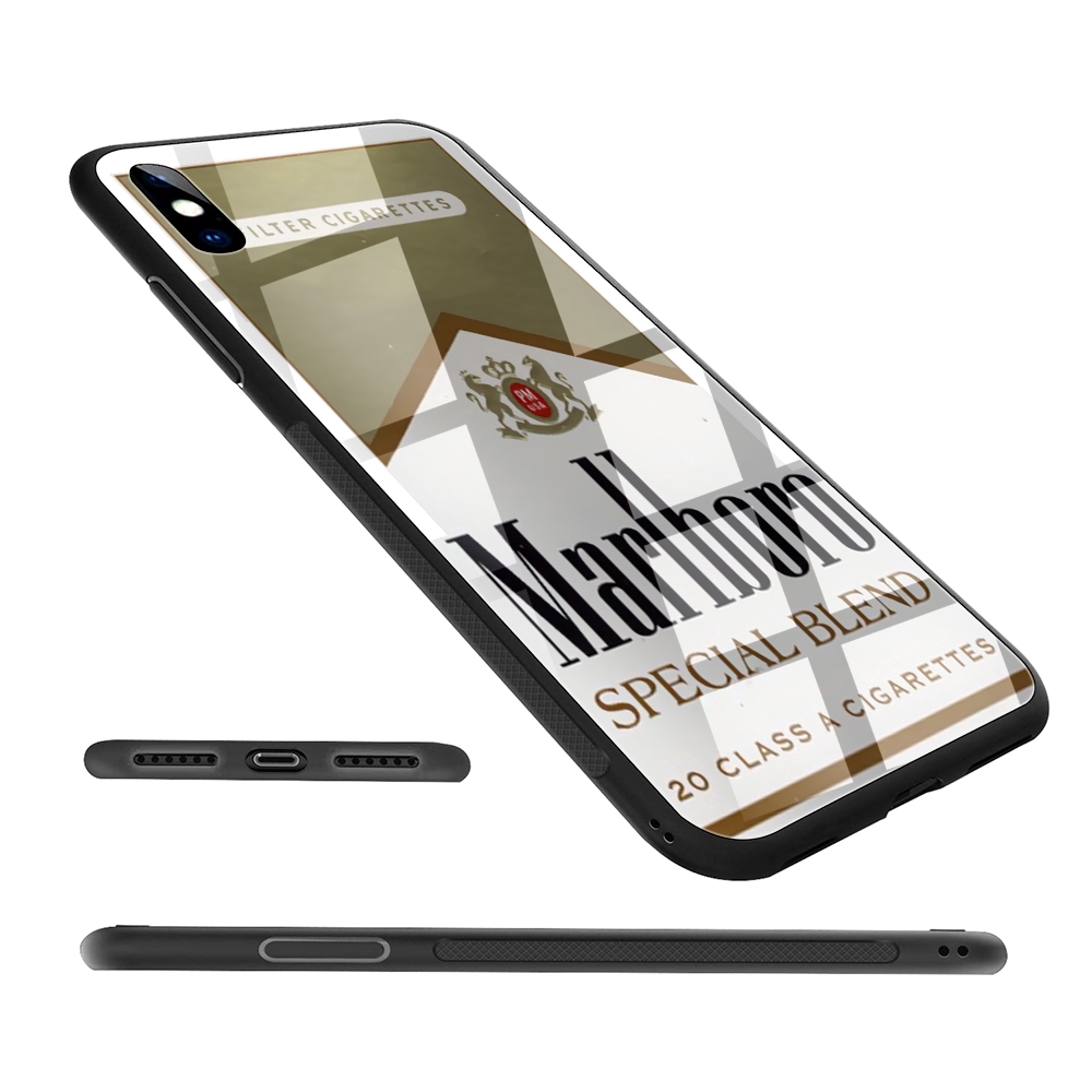 iPhone XS Max XR X 11 Pro 7 8 6 6S Plus glass case 205C Marlboro cigarette