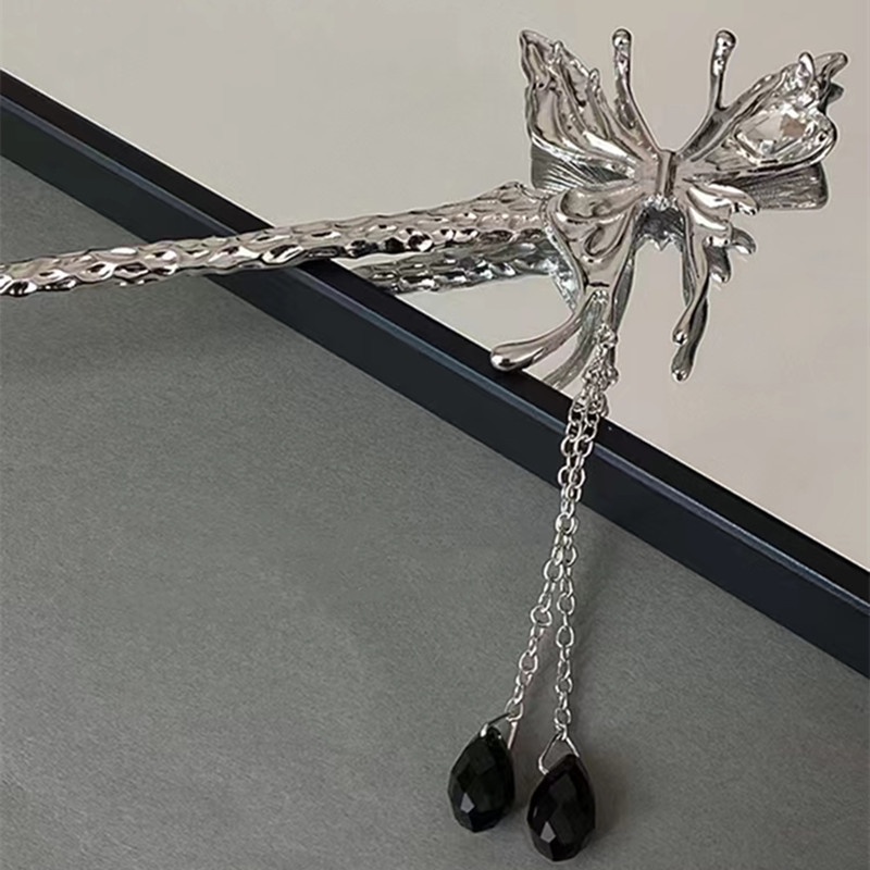 Kẹp Tóc Tua Rua Hình Bướm Bằng Kim Loại Phong Cách Trung Hoa Đơn Giản Mới