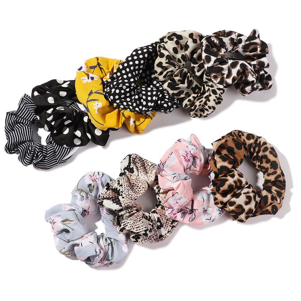 LAY Dây Cột Tóc Co Giãn Bằng Nhung In Họa Tiết Da Báo Thời Trang Cho Nữ