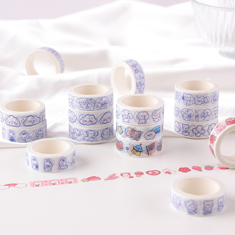 Băng keo washi họa tiết hoạt hình dễ thương trang trí sổ tay DIY