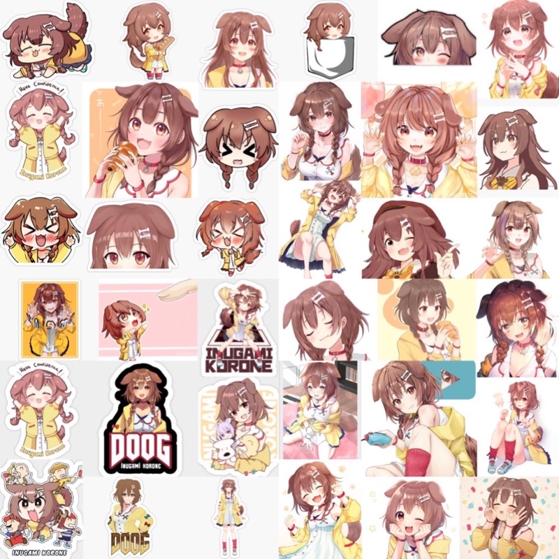 Ảnh Sticker Inugami Korone Hololive 30-60 cái ép lụa khác nhau /hình dán inigami Korone