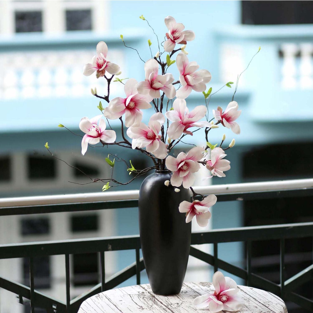 Lọ hoa thủy tinh Bình hoa decor trang trí dáng vintage - Gốm sứ Bát Tràng cao cấp - Đen