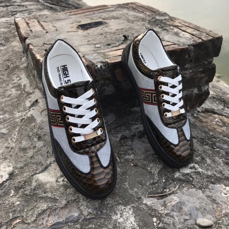 Giày Da Nam Màu Đen Họa Tiết Kim Tuyến 1993Shop - Giầy Nam Buộc Dây Size Từ 38 Đến 44 GD:80 ;